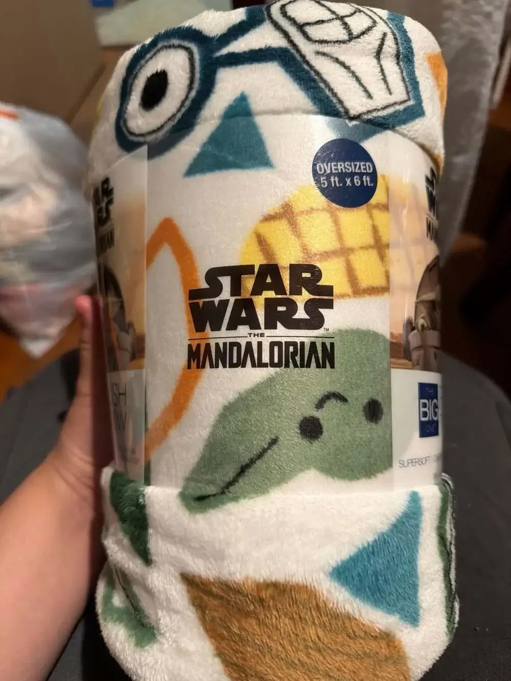The Big One Star Wars The Mandalorian Grogu Plush Throw Size 5ft x 6ft